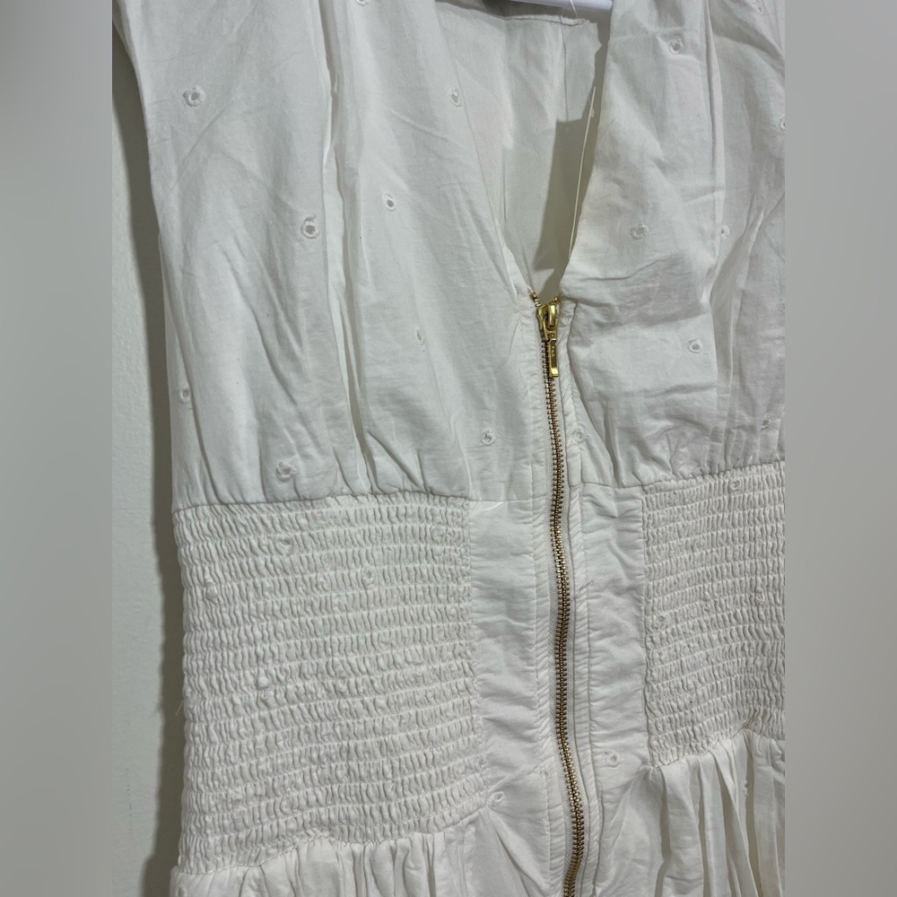 The Tommie Cap-Sleeve Smocked Front-Zip Shirt Dress: Eyelet-Trim Edition - Picture 5 of 6